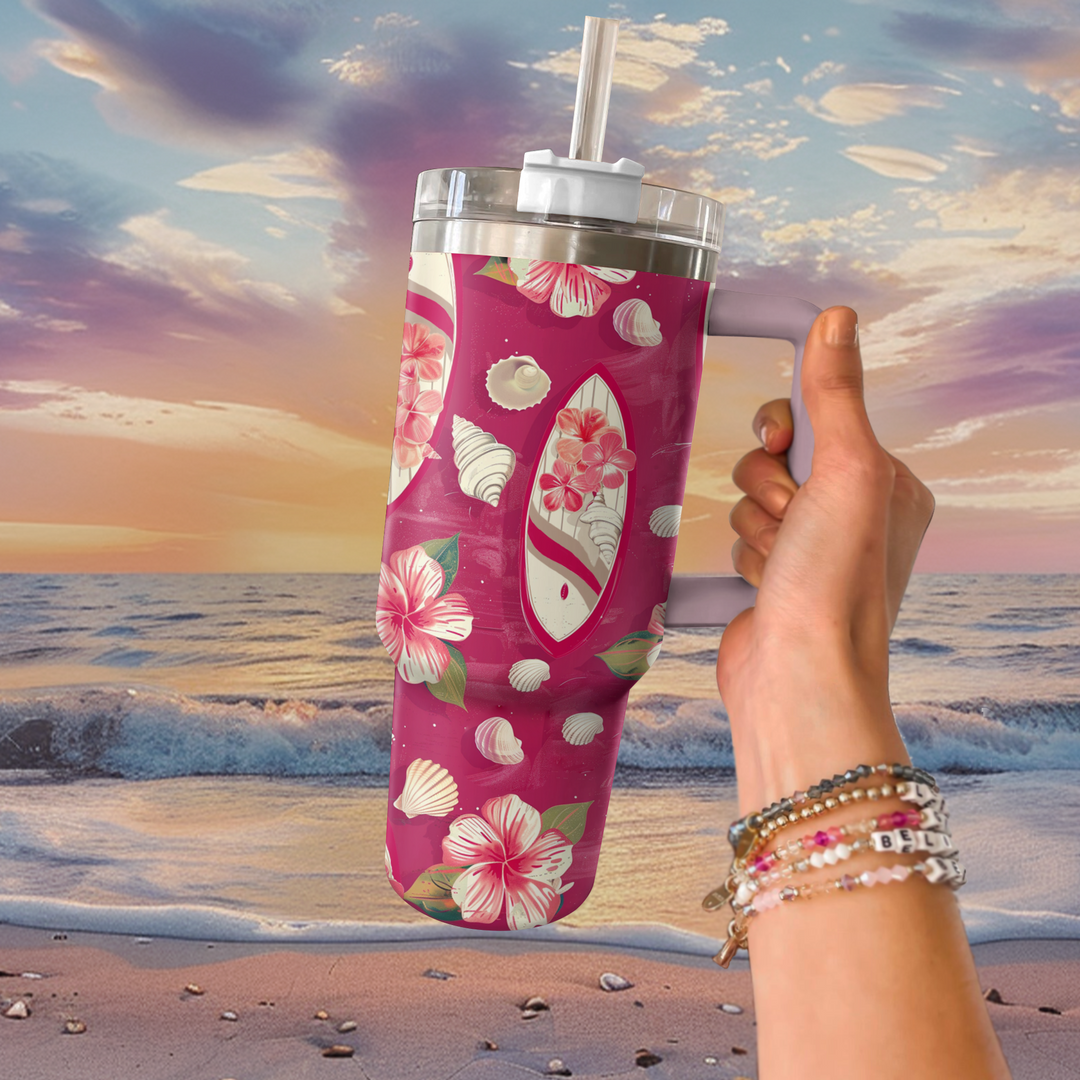 40 Oz Shineful Tumbler Pink Surfing Boards