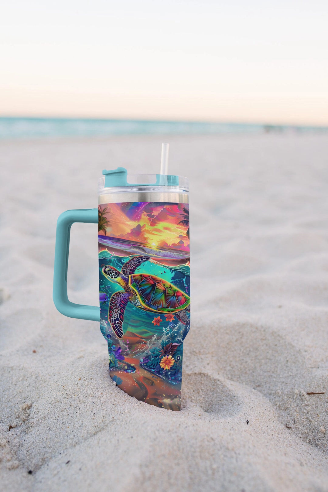 40 Oz Shineful Tumbler Seaside Turtle Harmony