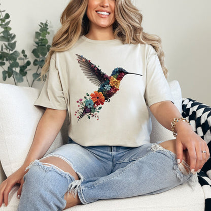 Floral Hummingbird Shirt | Animal Lover Tee | Bird T Shirts | Trendy Tee | Gift For Her | Bird Lover T-Shirt | Spring Birds | Flower Shirt