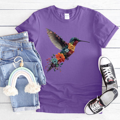 Floral Hummingbird Shirt | Animal Lover Tee | Bird T Shirts | Trendy Tee | Gift For Her | Bird Lover T-Shirt | Spring Birds | Flower Shirt
