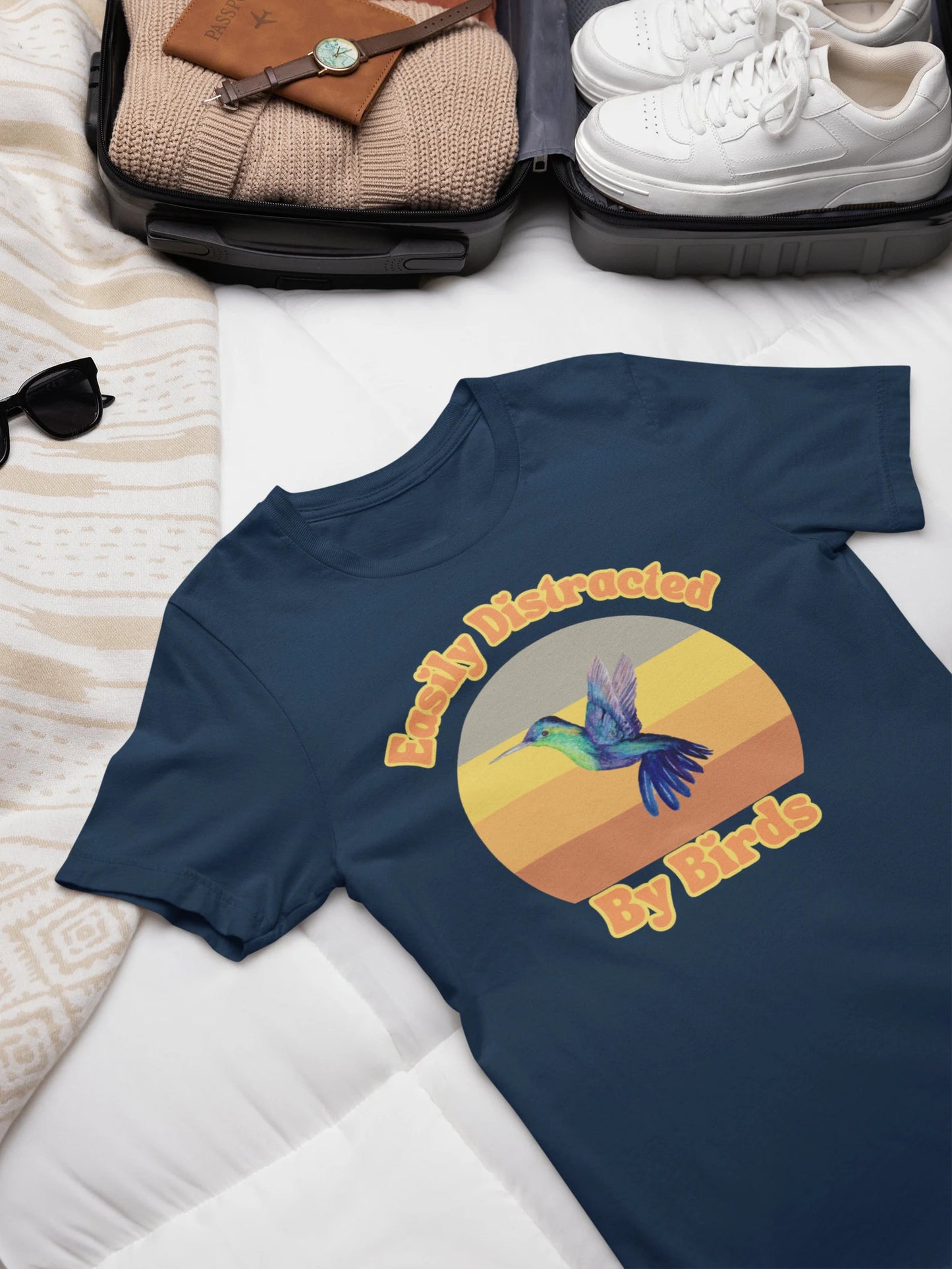 Humming Bird Shirt, Distracted by Birds, Bird Watching Shirt, Funny Gift for Bird Watcher, Retro Vintage Birds, Bird Lover Shirt
