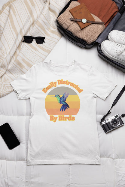 Humming Bird Shirt, Distracted by Birds, Bird Watching Shirt, Funny Gift for Bird Watcher, Retro Vintage Birds, Bird Lover Shirt