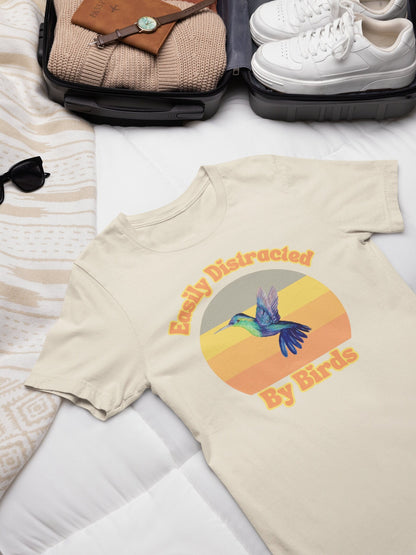 Humming Bird Shirt, Distracted by Birds, Bird Watching Shirt, Funny Gift for Bird Watcher, Retro Vintage Birds, Bird Lover Shirt