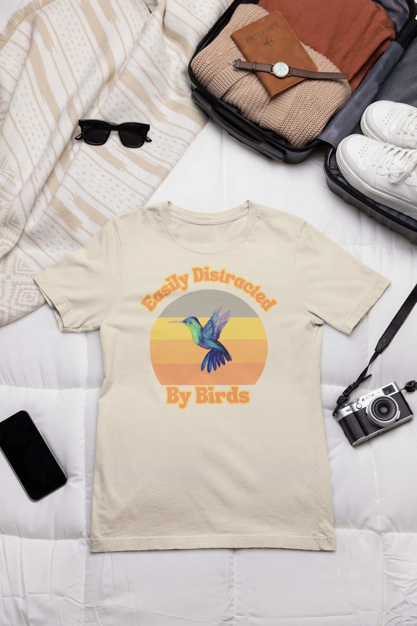 Humming Bird Shirt, Distracted by Birds, Bird Watching Shirt, Funny Gift for Bird Watcher, Retro Vintage Birds, Bird Lover Shirt