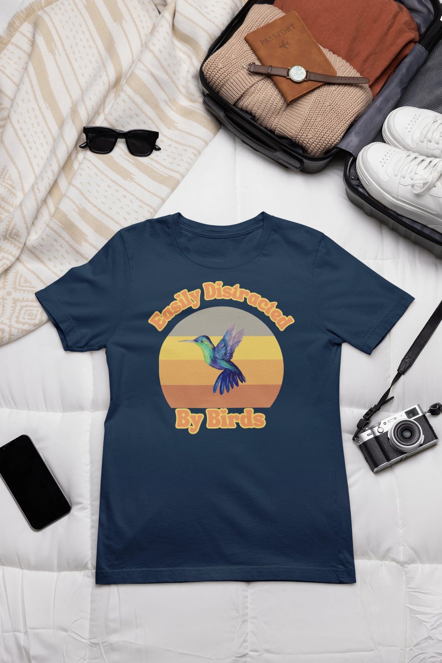 Humming Bird Shirt, Distracted by Birds, Bird Watching Shirt, Funny Gift for Bird Watcher, Retro Vintage Birds, Bird Lover Shirt