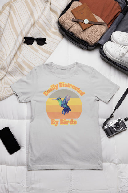 Humming Bird Shirt, Distracted by Birds, Bird Watching Shirt, Funny Gift for Bird Watcher, Retro Vintage Birds, Bird Lover Shirt